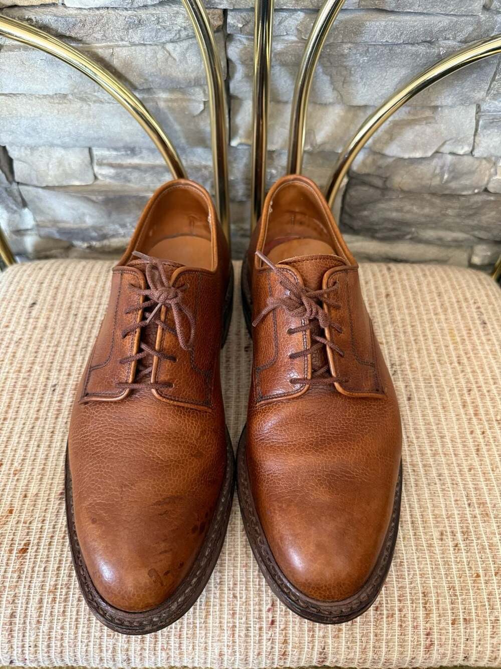 Crockett & Jones Grasmere Tan Scotch Grain Derby Shoes Size 6.5E UK/7.5 US